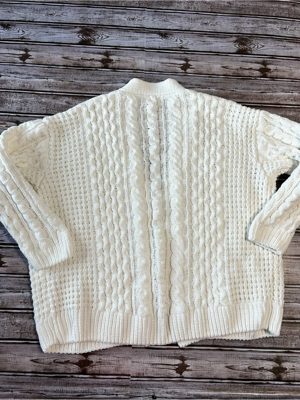 Altar'd State Ivory Cable Knit Button Cardigan - Picture 2 of 6